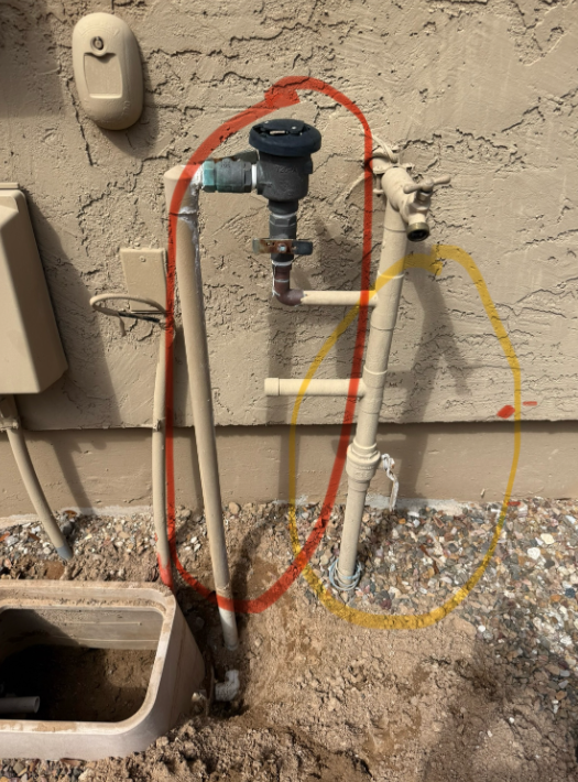 Closeup of irrigation valve installation